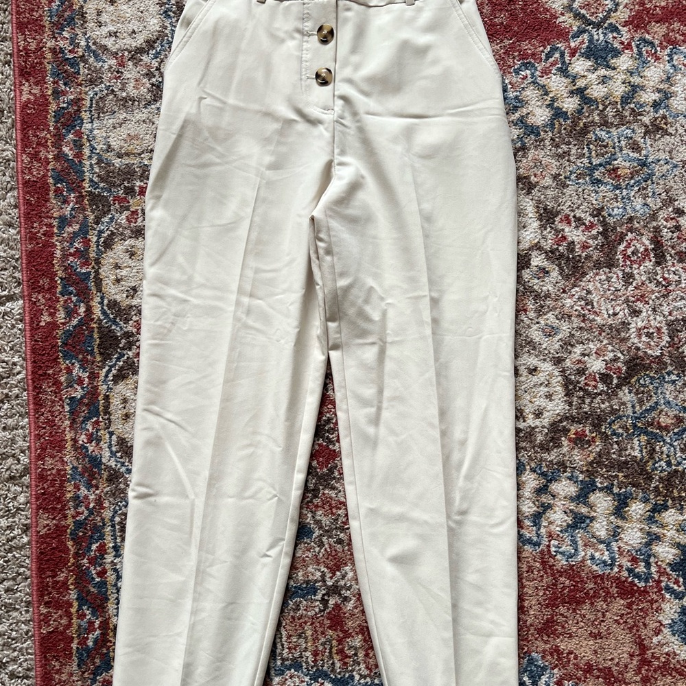 Zara Cream Structured Trousers